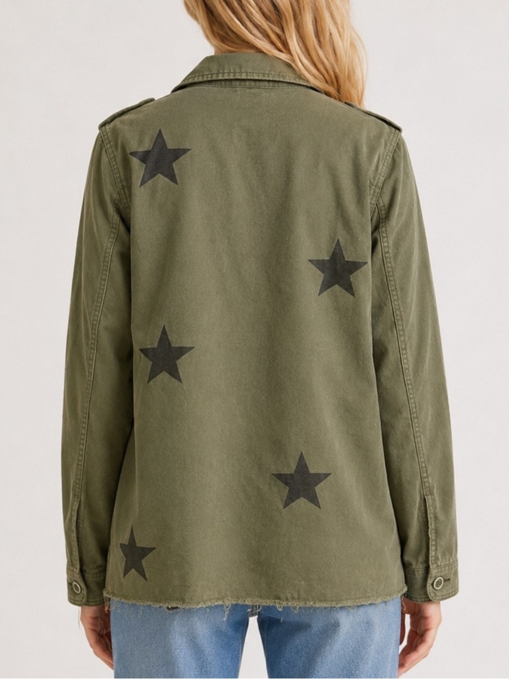 NWT Pistola Camilo Utility Jacket in Army Green with Stars Cotton Size Small - Picture 4 of 16